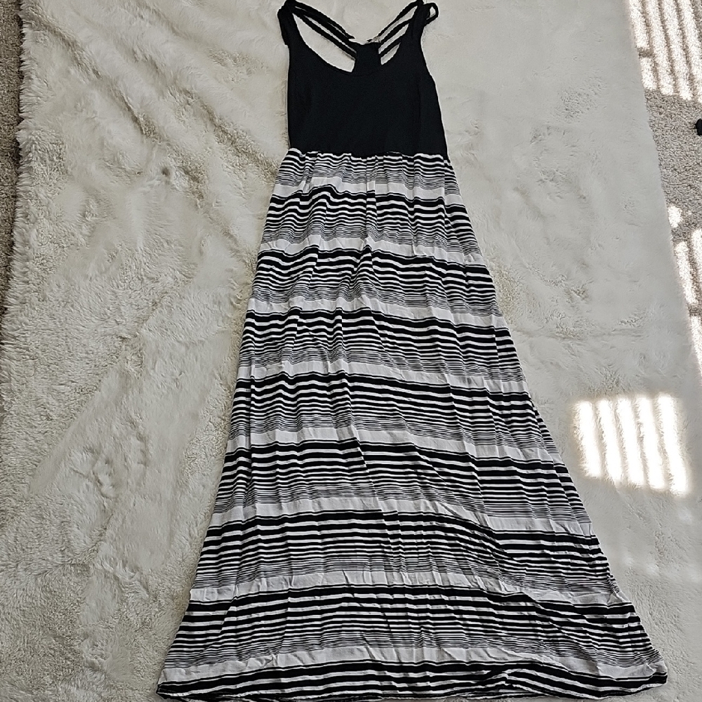 Mudd Black and White Striped Maxi Dress
